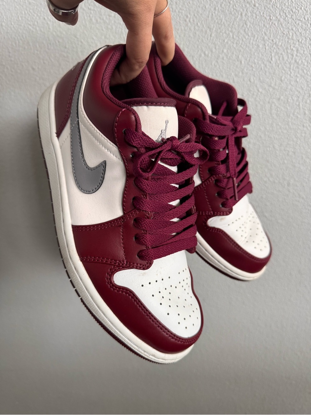Nike Jordan 1 Low Top Sneakers Maroon White Gray